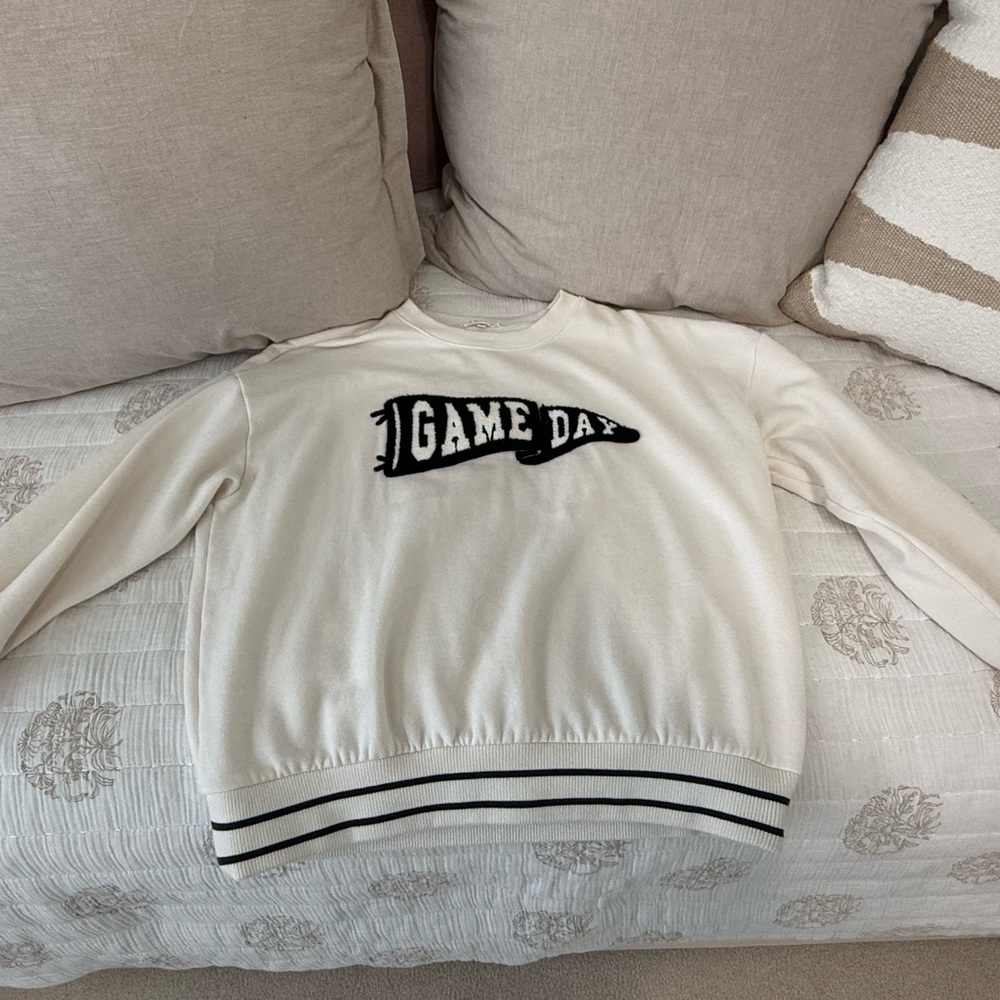 Evereve Z Supply Cream and Black Game Day Sweatshirt